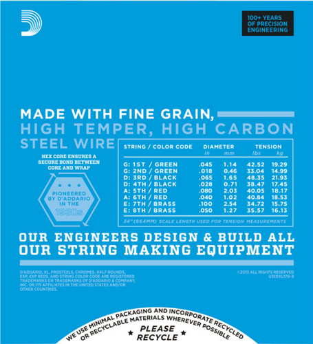 D'addario Nickel Wound, 8-String, Light, Long Scale, 32-130 Bass Guitar Strings EXL170-8 - Poppa's Music