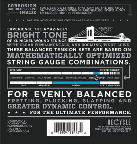 D'addario Nickel Wound, Balanced Tension Super Light, 40-95 Bass Guitar Strings - Poppa's Music