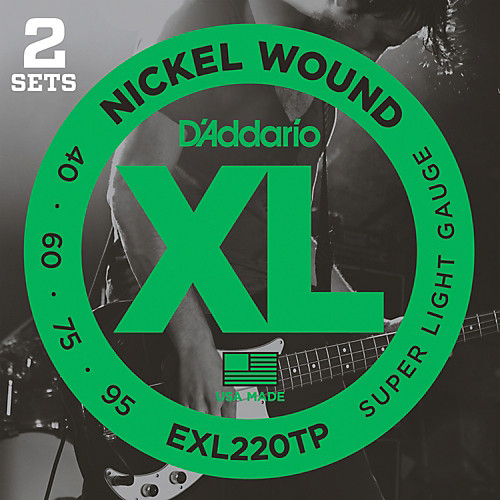 D'addario Nickel Wound, Super Light, Long Scale, 40-95 Bass Guitar Strings - 2-PACK - Poppa's Music