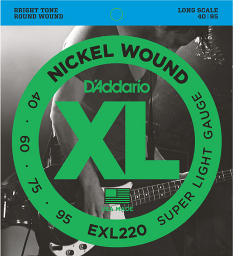 D'addario Nickel Wound, Super Light, Long Scale, 40-95 Bass Guitar Strings - Poppa's Music