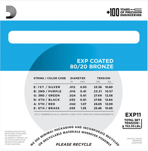 D'addario Coated 80/20 Bronze, Light, 12-53 Acoustic Guitar Strings - 25-PACK - Poppa's Music