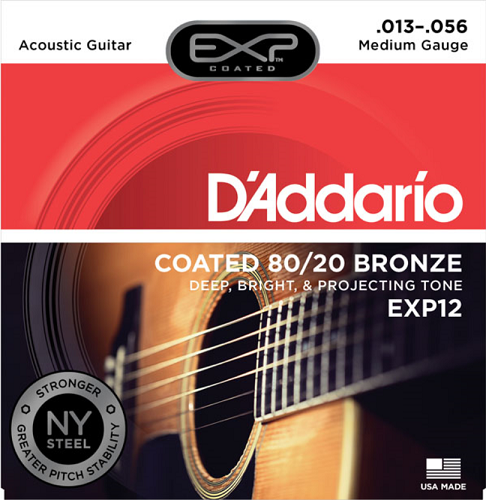 D'addario Coated 80/20 Bronze, Medium, 13-56 Acoustic Guitar Strings - Poppa's Music 