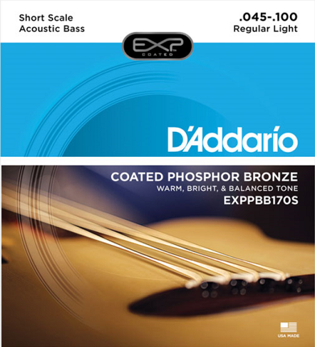 D'addario Coated Phosphor Bronze, Short Scale, 45-100 Acoustic Bass Guitar Strings - Poppa's Music