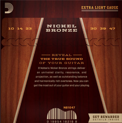 D'addario Nickel Bronze, Extra Light, 10-47 Acoustic Guitar Strings - Poppa's Music