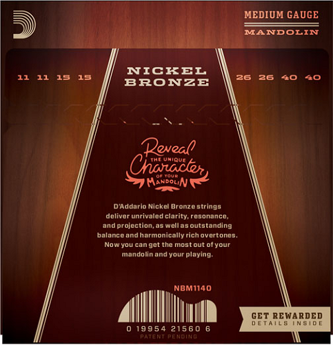 D'addario Nickel Bronze, Medium, 11-40 Mandolin Strings - Poppa's Music