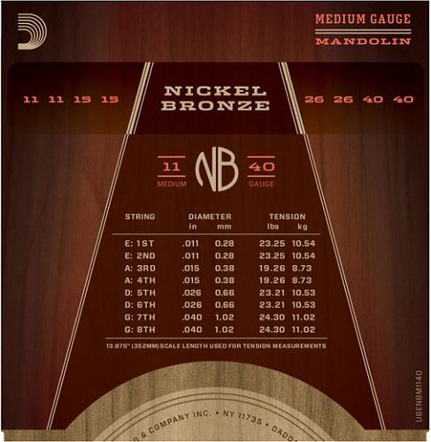 D'addario Nickel Bronze, Medium, 11-40 Mandolin Strings - Poppa's Music