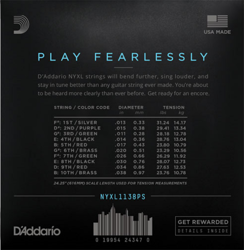 D'addario Nickel Wound, Pedal STEEL, REGULAR-Light, 11-38 Electric Guitar Strings - Poppa's Music
