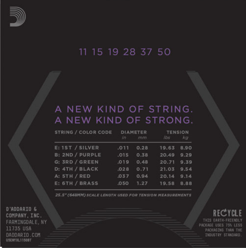 D'addario Nickel Wound, Balanced TENSION, 11-50, Electric Guitar Strings - Poppa's Music