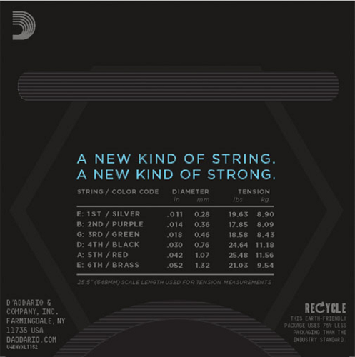 D'addario Nickel Wound, Medium Top/ Heavy Bottom, 11-52 Electric Guitar Strings - Poppa's Music