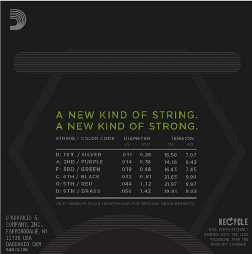 D'addario Nickel Wound, Medium Top / Extra-Heavy Bottom, 11-56 Electic Guitar Strings - Poppa's Music