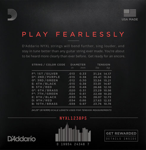 D'addario Nickel Wound, Pedal STEEL, Custom Medium, 12-38 Electric Guitar Strings - Poppa's Music