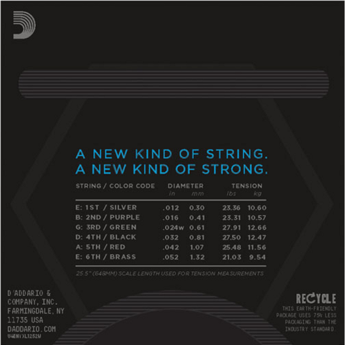 D'addario Nickel Wound, Light Wound 3RD, 12-52 Electric Guitar Strings - Poppa's Music