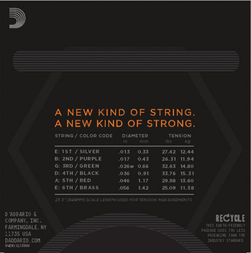 D'addario Nickel Wound, Medium Wound 3RD, 13-56,  Electic Guitar Strings NYXL1356W - Poppa's Music