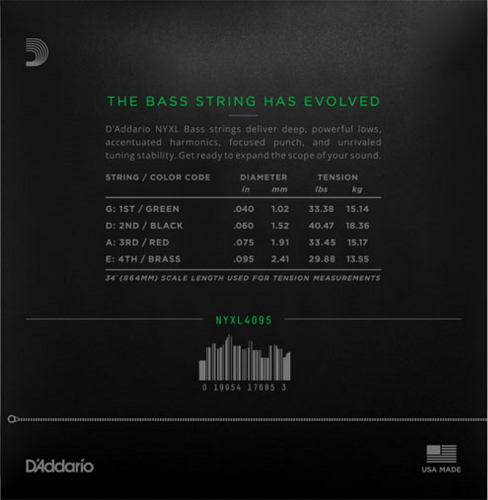 D'addario Long Scale, Super Light, 40-95 Bass Guitar Strings - Poppa's Music