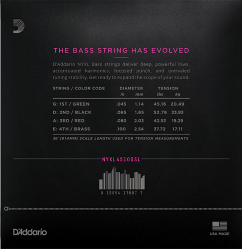 D'addario Super Long Scale, REGULAR-Light, 45-100, Bass Guitar Strings - Poppa's Music
