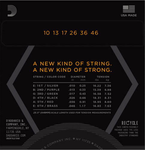 D'addario NYXL Nickel Wound, Regular Light, Double Ball END, 10-46 Electric Guitar Strings - Poppa's Music