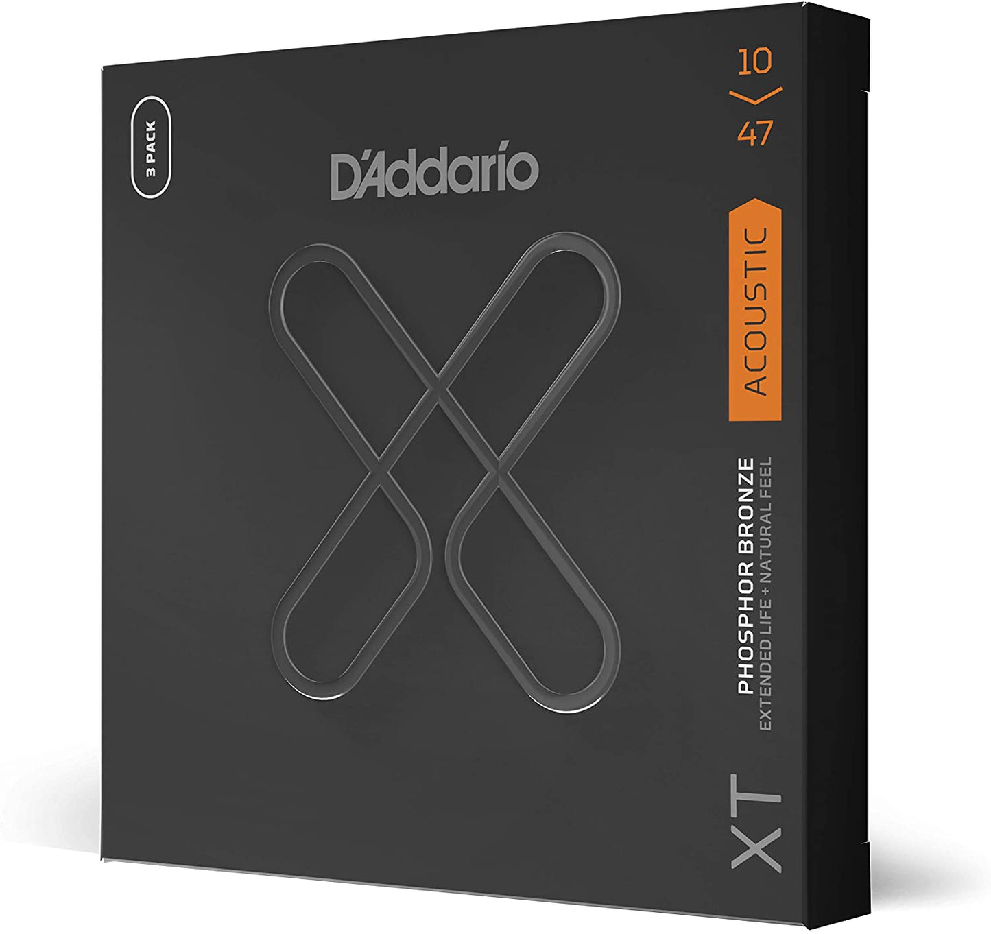 D'Addario XTAPB1047 XT Phosphor Bronze Acoustic Guitar Strings, Extra Light, 10-47, 3 Sets - Poppa's Music