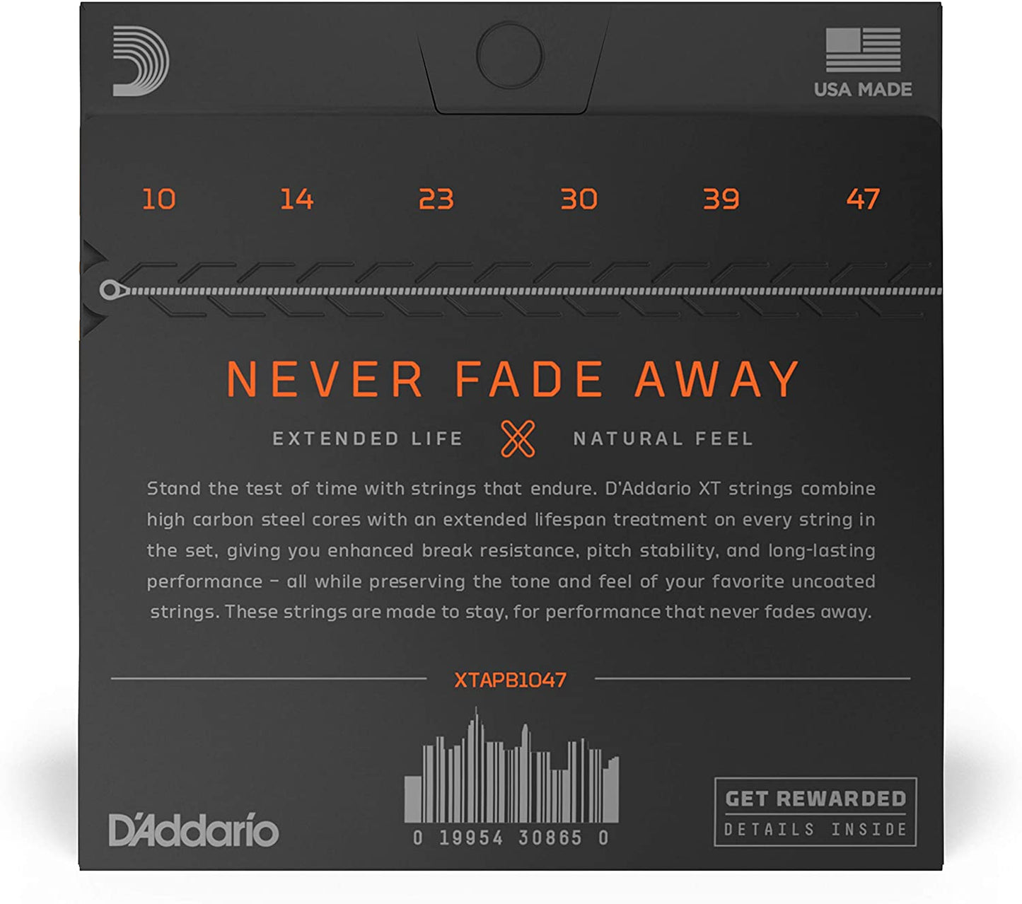 D'Addario XTAPB1047, XT Phosphor Bronze Acoustic Guitar Strings, Extra Light, 10-47 - Poppa's Music