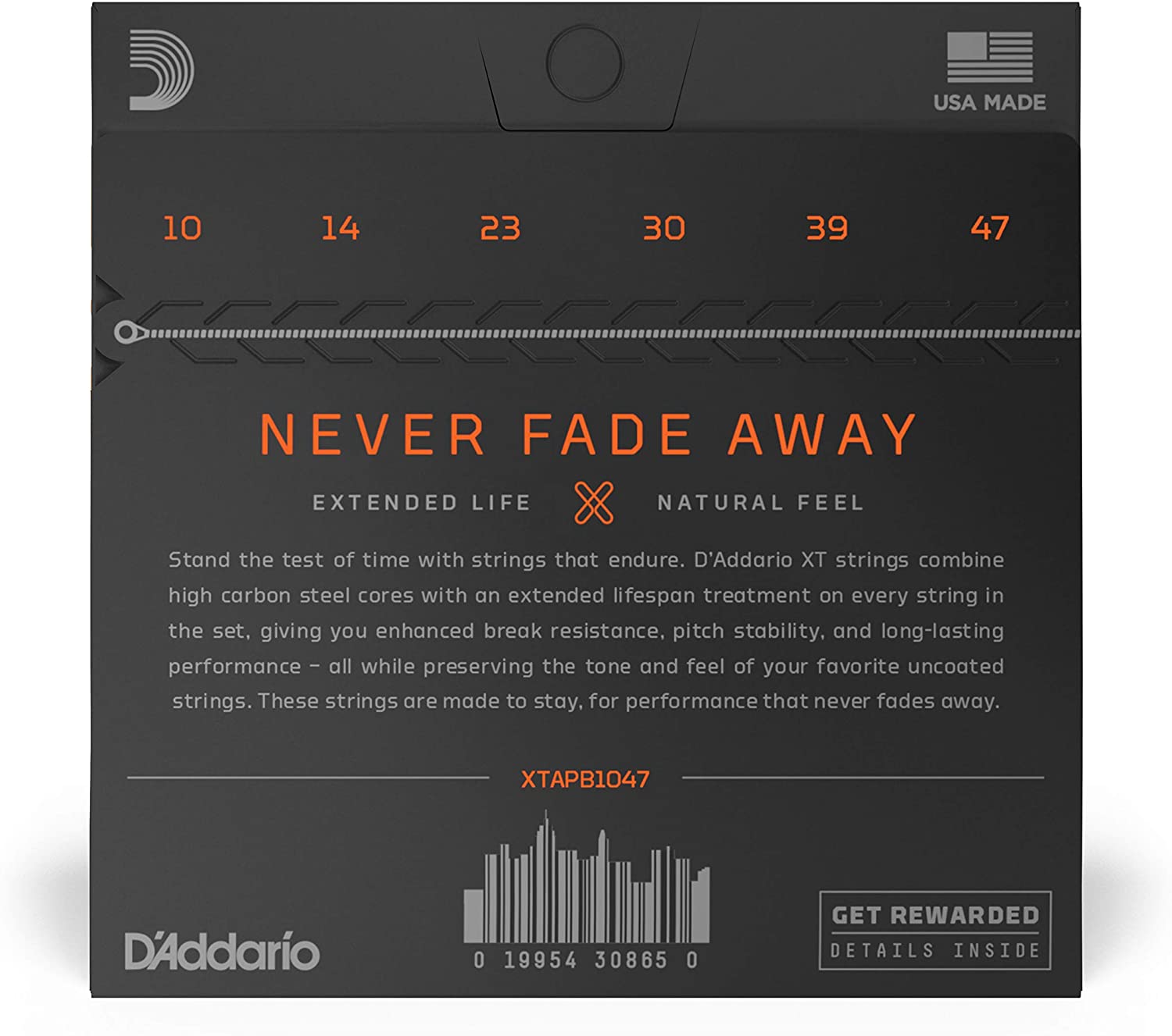 D'Addario XTAPB1047, XT Phosphor Bronze Acoustic Guitar Strings, Extra Light, 10-47 - Poppa's Music