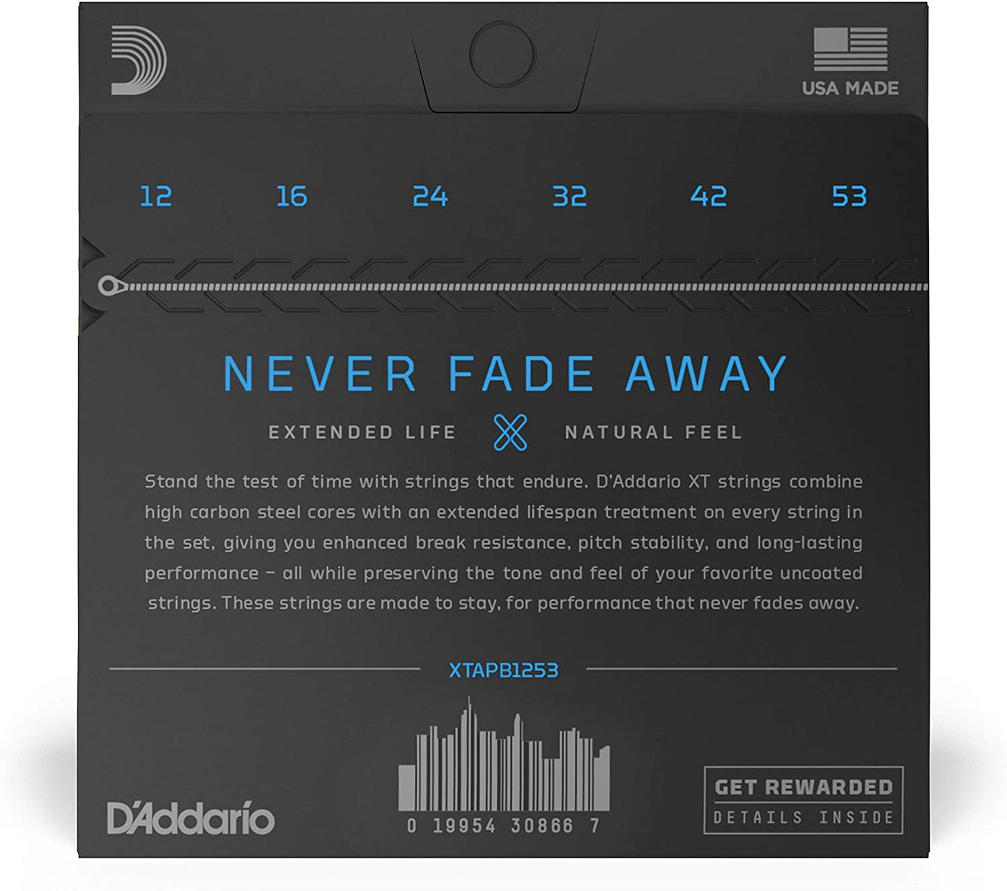 D'Addario XTAPB1253 XT Phosphor Bronze Acoustic Guitar Strings, Light, 12-53 - Poppa's Music