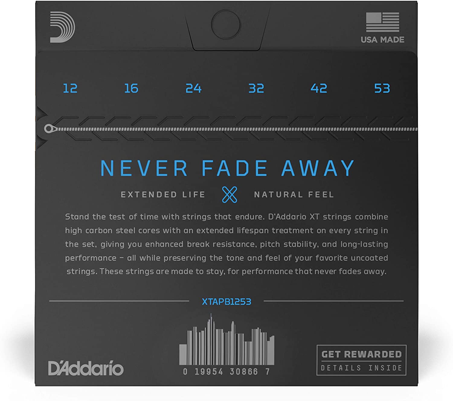 D'Addario XTAPB1253 XT Phosphor Bronze Acoustic Guitar Strings, Light, 12-53, 3 Pack - Poppa's Music