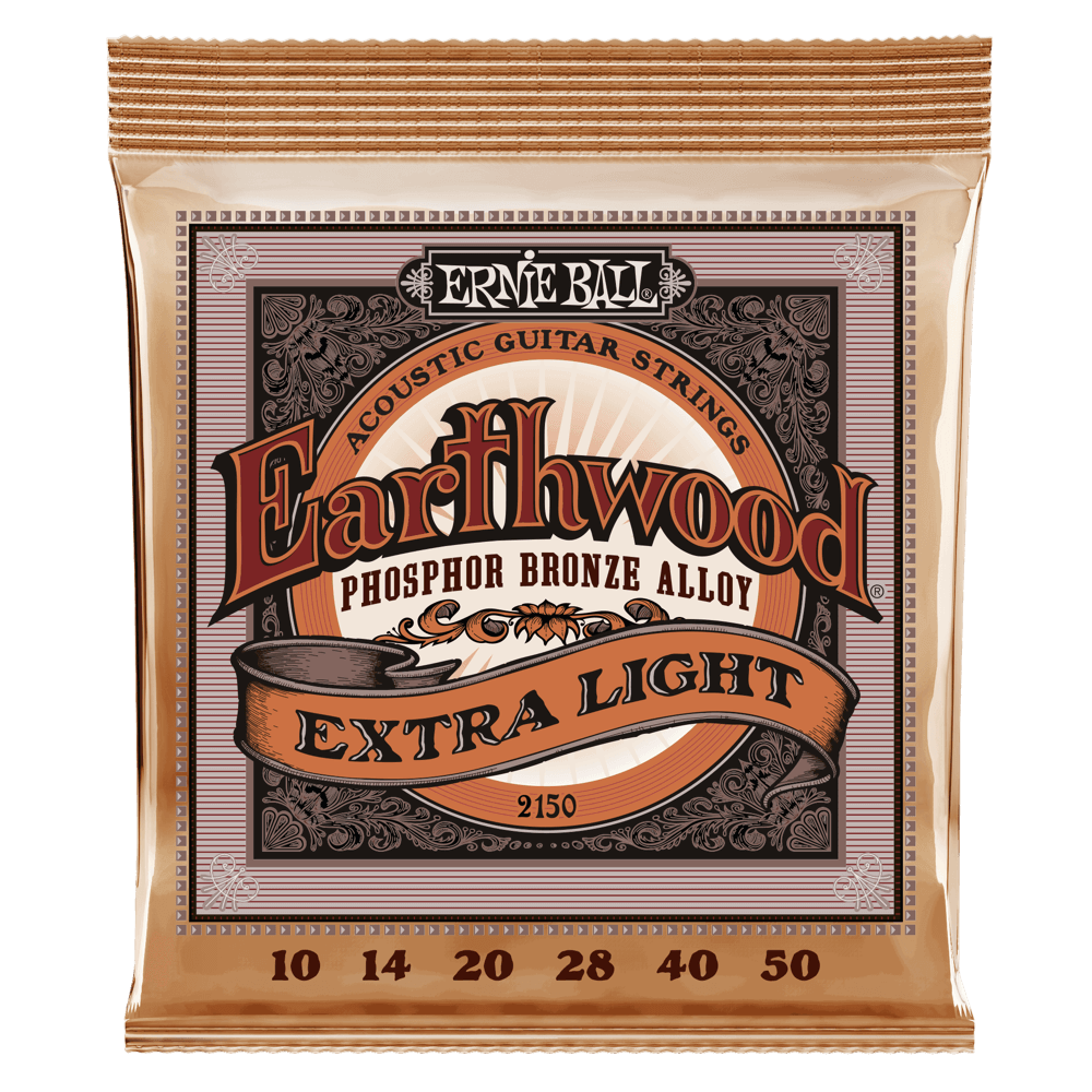 Ernie Ball Earthwood Extra Light Phosphor Bronze Acoustic Guitar Strings - 10-50 Gauge - 2150 - Poppa's Music