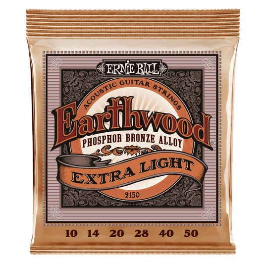 Ernie Ball Earthwood Extra Light Phosphor Bronze Acoustic Guitar Strings - 10-50 Gauge - 2150 - Poppa's Music