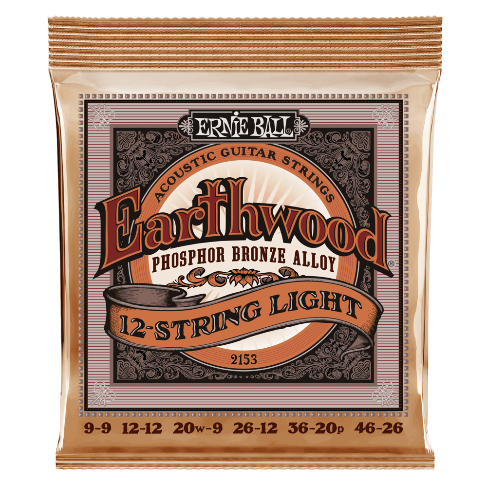 Ernie Ball Earthwood 12-String Light Phosphor Bronze Acoustic Guitar Strings - 9-46 Gauge - 2153 - Poppa's Music