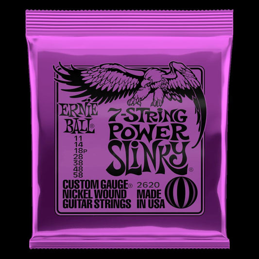 Ernie Ball Power Slinky 7-String Nickel Wound Electric Guitar Strings - 11-58 Gauge - 2620 - Poppa's Music