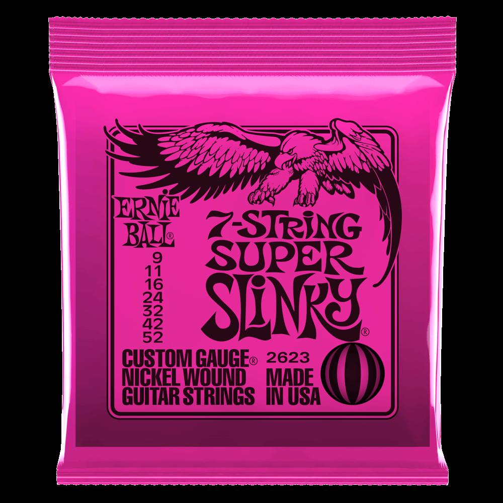 Ernie Ball Super Slinky 7-String Nickel Wound Electric Guitar Strings - 9-52 Gauge - 2623 - Poppa's Music