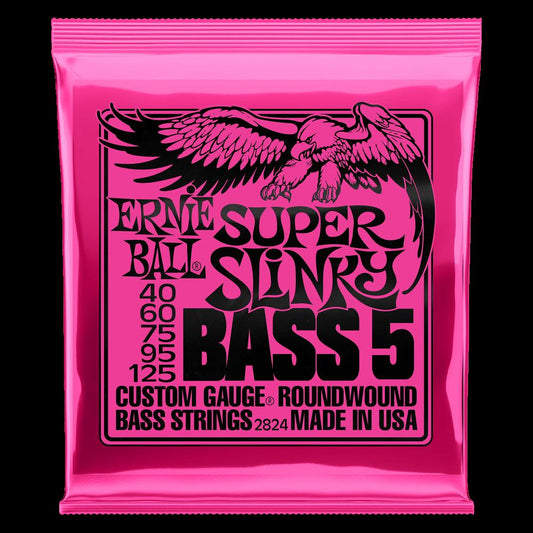 Ernie Ball Super Slinky 5-String Nickel Wound Electric Bass Strings - 40-125 Gauge - 2824 - Poppa's Music
