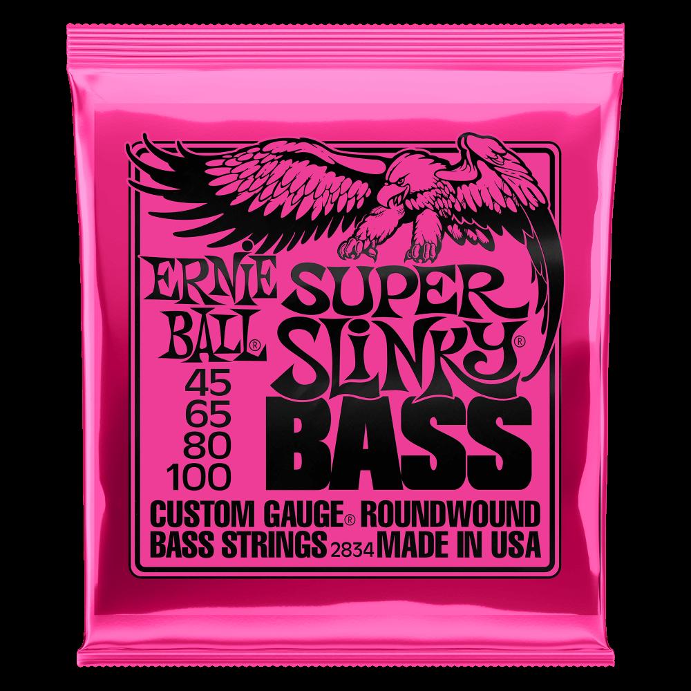 Ernie Ball Super Slinky Nickel Wound Electric Bass Strings - 45-100 Gauge - 2834 - Poppa's Music
