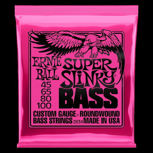 Ernie Ball Super Slinky Nickel Wound Electric Bass Strings - 45-100 Gauge - 2834 - Poppa's Music