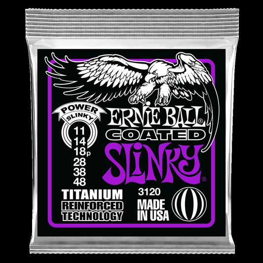 Ernie Ball Power Slinky Coated Titanium RPS Electric Guitar Strings - 11-48 Gauge - 3120 - Poppa's Music