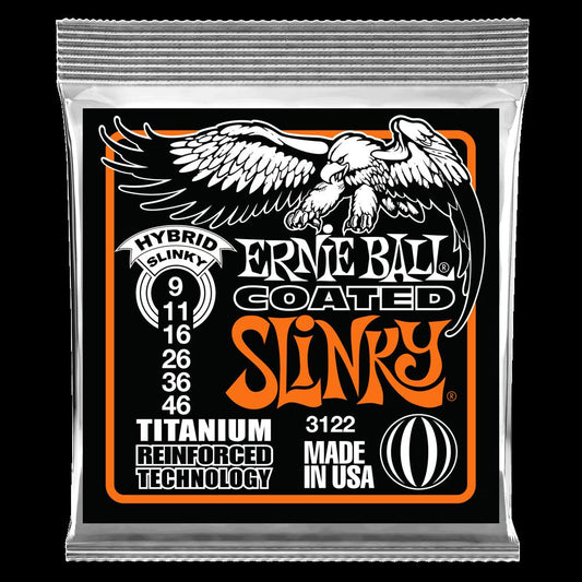 Ernie Ball Hybrid Slinky Coated Titanium RPS Electric Guitar Strings - 9-46 Gauge - 3122 - Poppa's Music