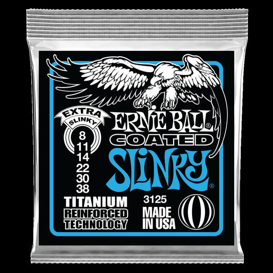 Ernie Ball Extra Slinky Coated Titanium RPS Electric Guitar Strings - 8-38 Gauge - 3125 - Poppa's Music