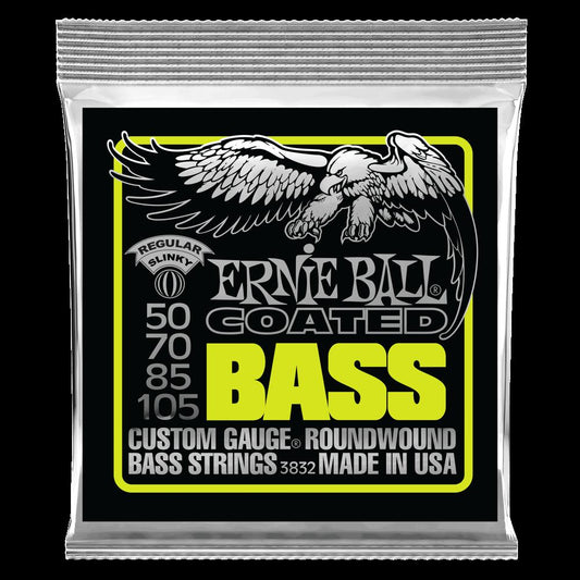 Ernie Ball Regular Slinky Coated Electric Bass Strings - 50-105 Gauge - 3832 - Poppa's Music