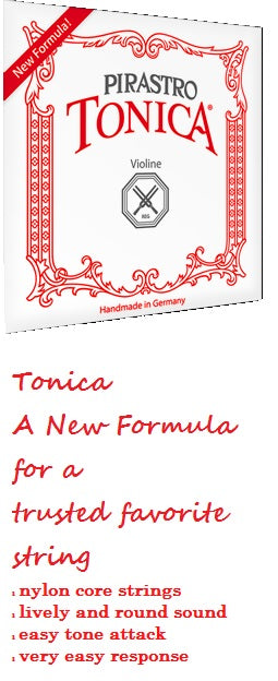 Pirastro Tonica Violin String Set - New Formula - Ball End - 4/4 - 1TNVSPB - Poppa's Music