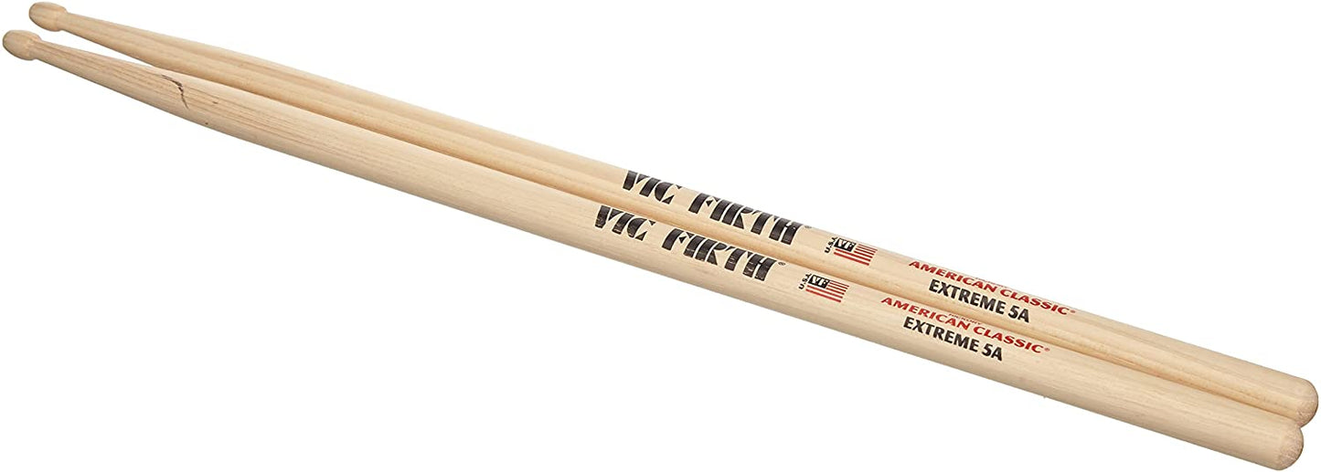 Vic Firth American Classic Hickory Drumstick Wooden Tip- X5A Extreme 5A - Poppa's Music
