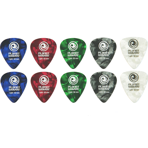 D'addario Planet Assorted Pearl Celluloid Waves Guitar Pick - 10 Packs - Poppa's Music 