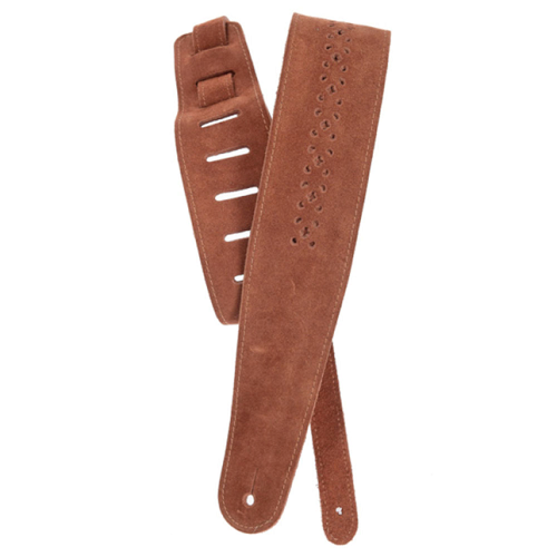 D'addario Planet Waves Vented Leather Strap W/ Camel Suede Rosette - Poppa's Music