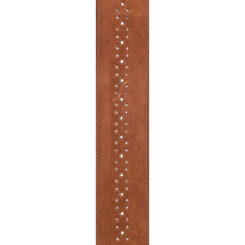 D'addario Planet Waves Vented Leather Strap W/ Camel Suede Rosette - Poppa's Music