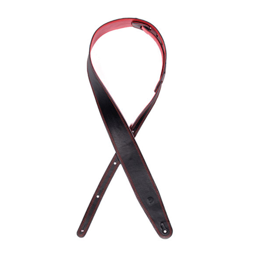 D'addario Reversible Leather Guitar Straps (BLACK RED) - Poppa's Music