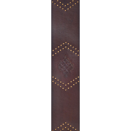 D'addario Planet Waves Brown Embossed Studs Leather Strap - Poppa's Music