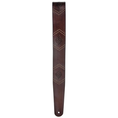 D'addario Planet Waves Brown Embossed Studs Leather Strap - Poppa's Music