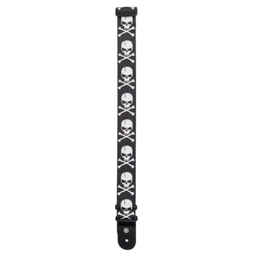 D'addario Planet Waves Skull and Cross Bone Woven Guitar Strap - Poppa's Music