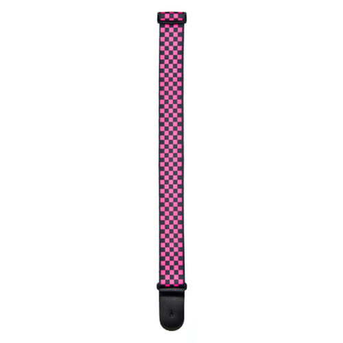 D'addario Planet Waves PINK/BLACK Checker Woven Guitar Strap - Poppa's Music