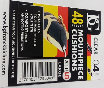 BG Mouthpiece Cushions Large Clear - A11LB - Bulk - 48 Pieces - Poppa's Music