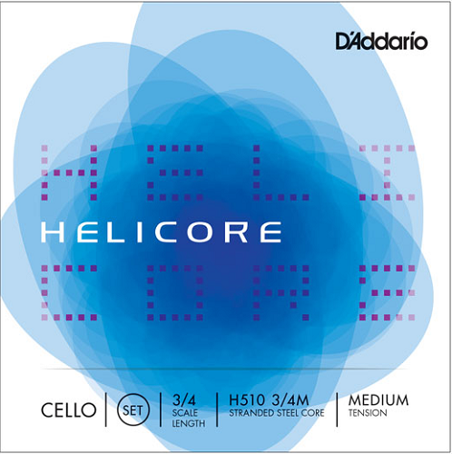 D'addario Helicore Cello String SET, 3/4 Scale, Medium Tension - Poppa's Music