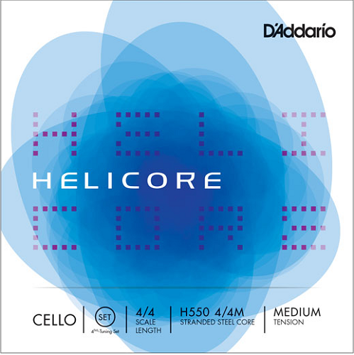 D'addario Helicore Fourths-Tuning Cello String SET, 4/4 Scale, Medium Tension - Poppa's Music